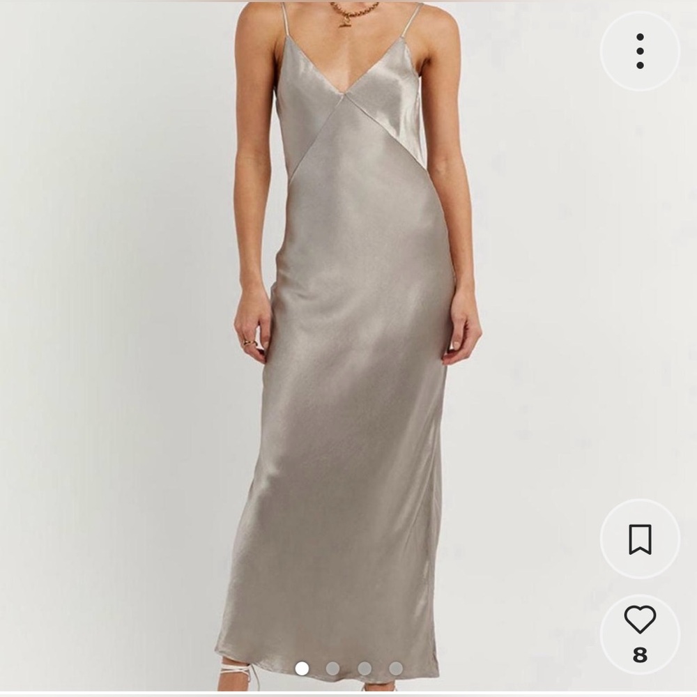 DISSH Pewter Silver Satin Slip Dress